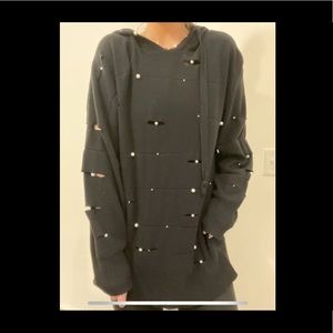 Over Sized Hoodie with Pearls